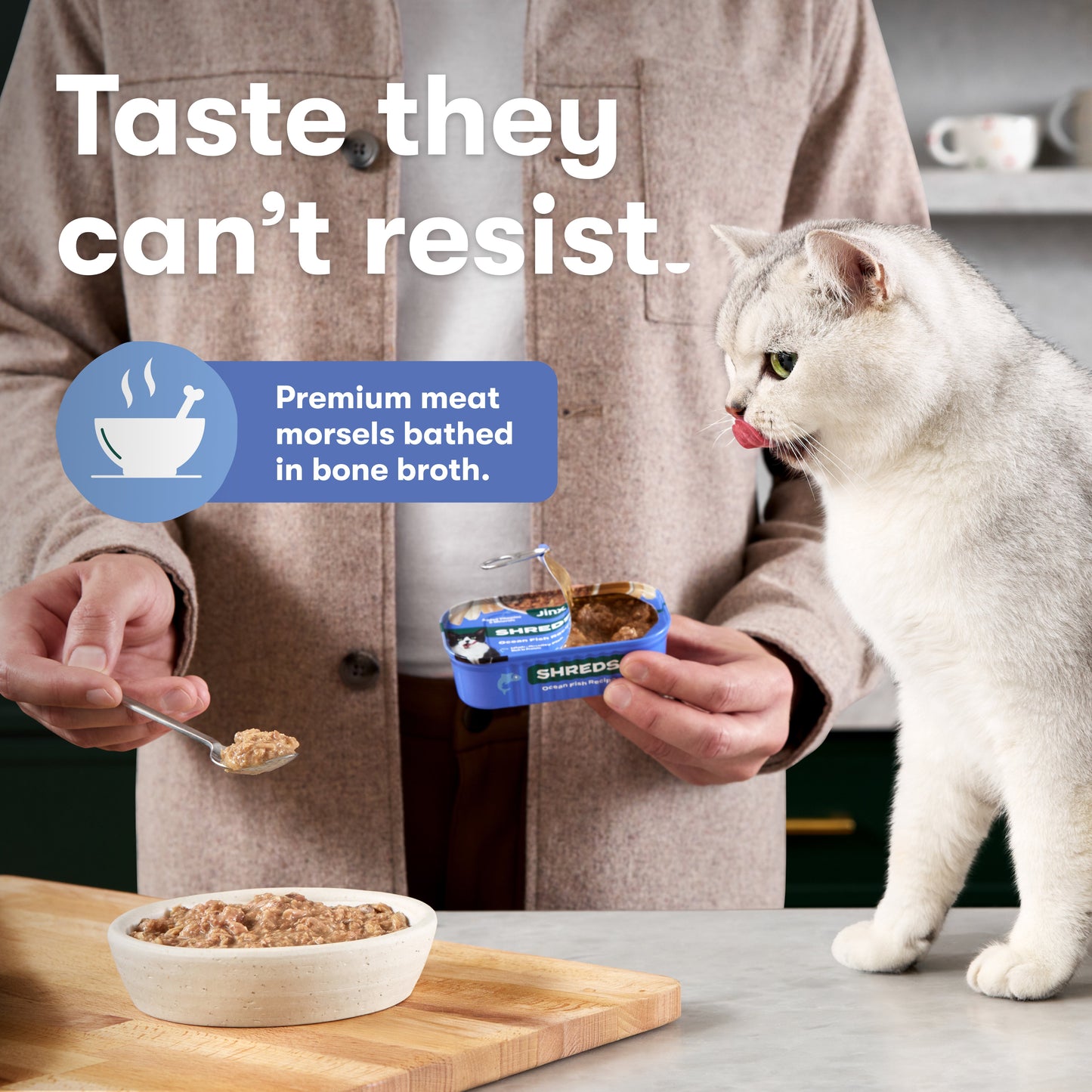 Variety Pack Cat Shreds in Bone Broth